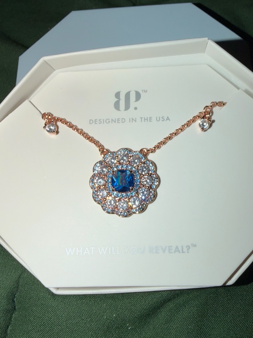 Bomb Party Necklace-A Stunning Moment Swiss Blue Topaz on Rose Gold
